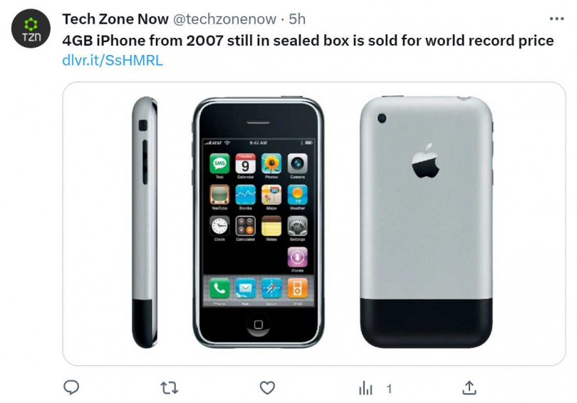 4GB 版原裝初代iPhone破天價！ 拍賣網站拍出價近500萬16年翻漲318倍