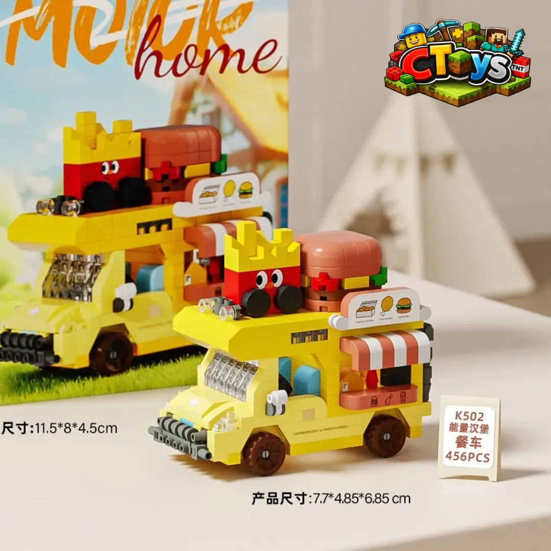 Mô Hình Lắp Ráp Xe Bán Đồ Ăn Lưu Động - Đồ Chơi Xếp Hình Xe Cafe, Trà Sữa, Burger Mini Decor Bàn Học CTLG021 thumbnail 2