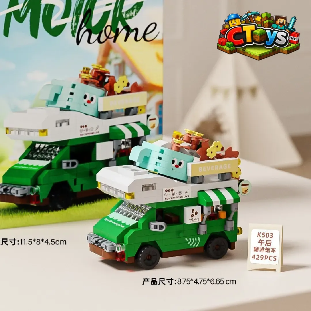 Mô Hình Lắp Ráp Xe Bán Đồ Ăn Lưu Động - Đồ Chơi Xếp Hình Xe Cafe, Trà Sữa, Burger Mini Decor Bàn Học CTLG021 thumbnail 3