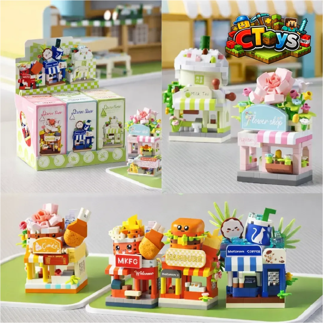 Mô Hình Lắp Ráp Micro Block - Quán Ăn Vặt, Cửa Hàng Phố Cổ Mini Decor Bàn Học Cực Xinh Làm Quà Tặng CTLG003