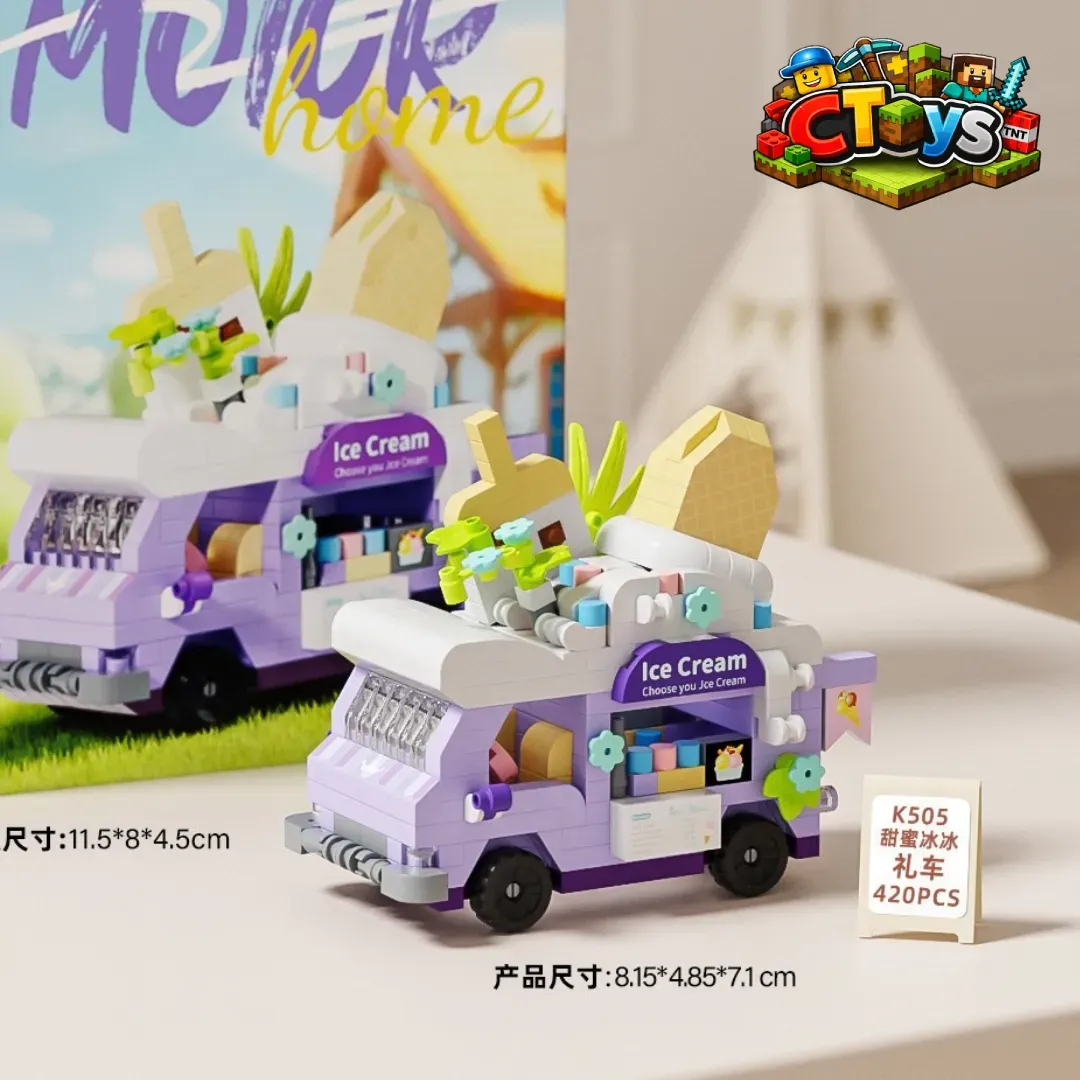 Mô Hình Lắp Ráp Xe Bán Đồ Ăn Lưu Động - Đồ Chơi Xếp Hình Xe Cafe, Trà Sữa, Burger Mini Decor Bàn Học CTLG021 thumbnail 5