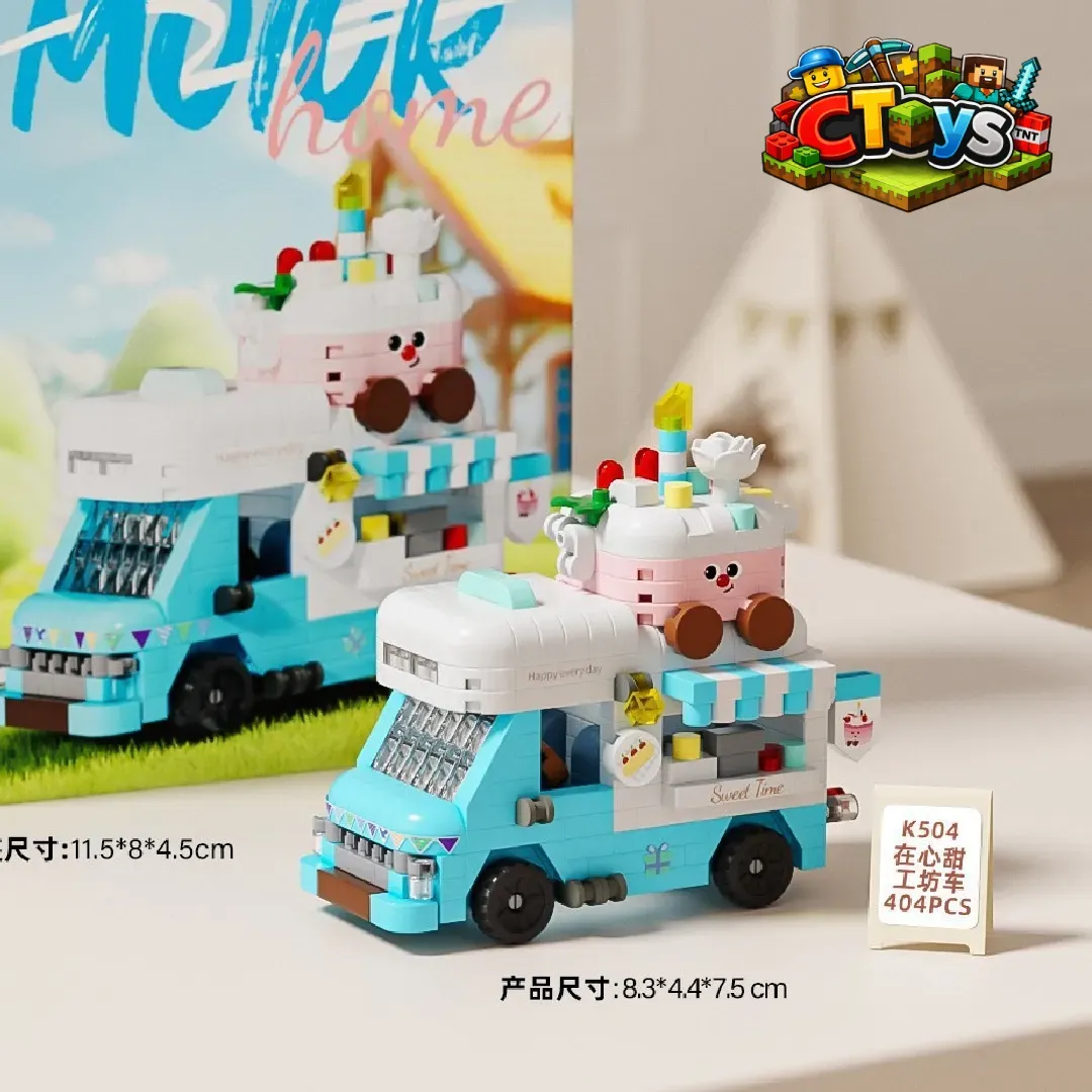 Mô Hình Lắp Ráp Xe Bán Đồ Ăn Lưu Động - Đồ Chơi Xếp Hình Xe Cafe, Trà Sữa, Burger Mini Decor Bàn Học CTLG021 thumbnail 4
