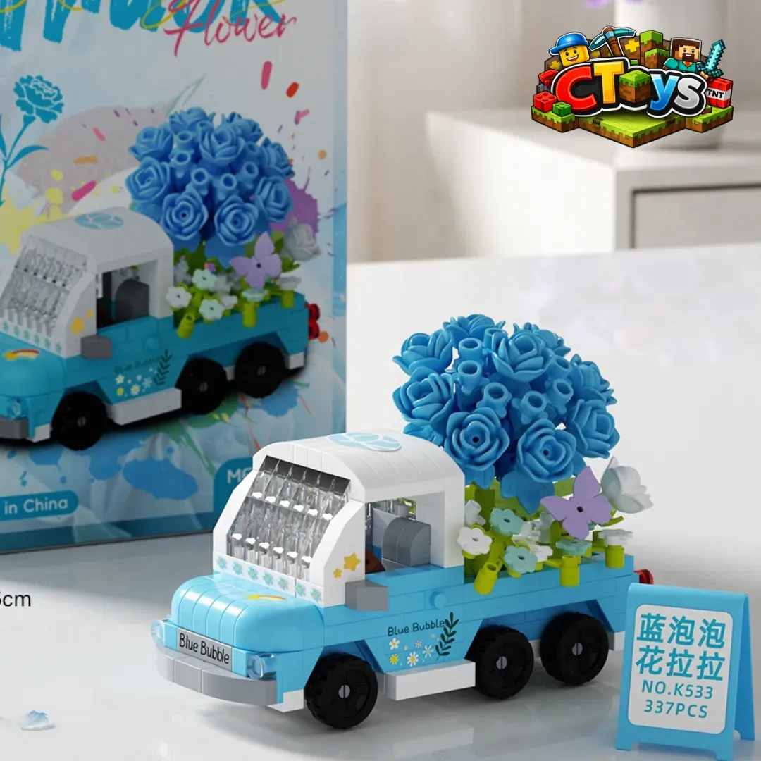 Mô Hình Lắp Ráp Xe Bán Tải Chở Hoa - Đồ Chơi Xếp Hình Xe Bán Hàng Lưu Động Decor Bàn Học Siêu Xinh CTLG028 thumbnail 5