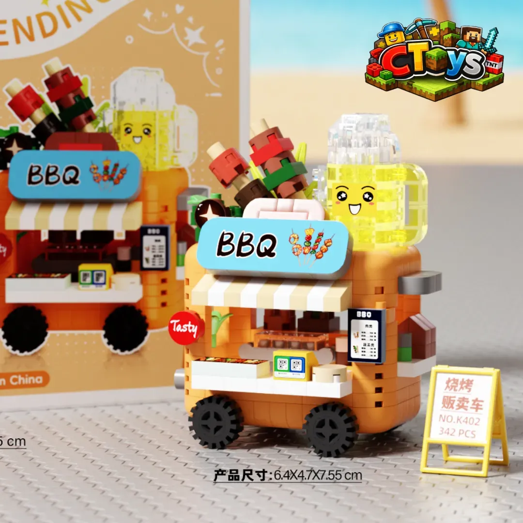 Mô Hình Lắp Ráp Xe Đẩy Mini Phố Ăn Vặt - Đồ Chơi Xếp Hình Trà Chanh, Bánh Bạch Tuộc DIY Decor Bàn Học CTLG022 thumbnail 3