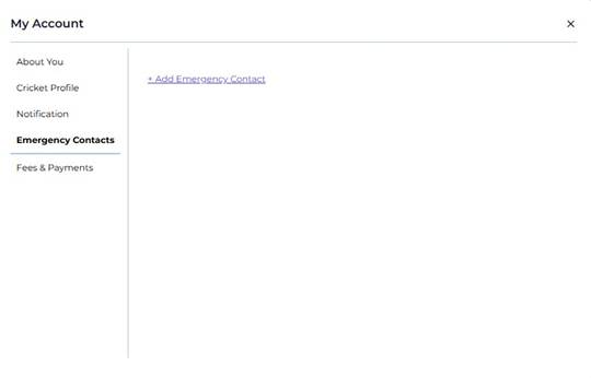 My Account — Emergency Contacts Tab