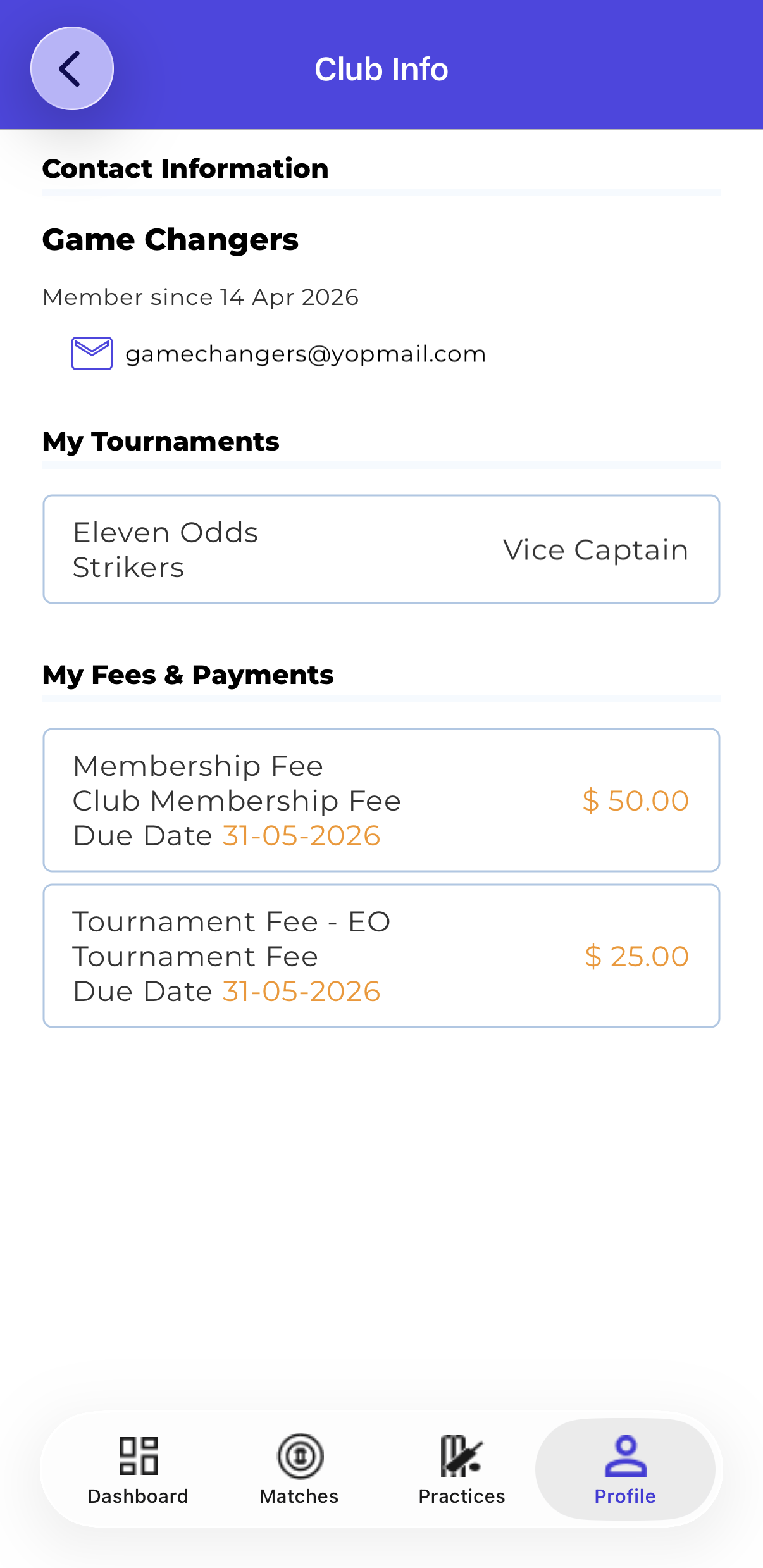 Mobile — Club Information