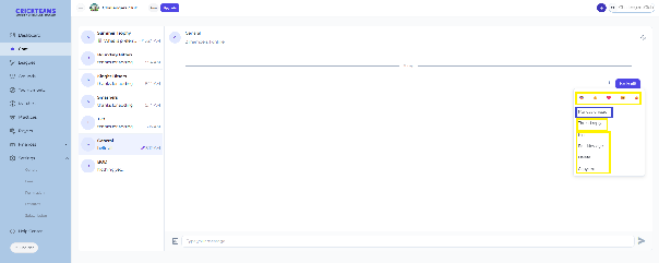 The web message actions menu open on a message in a tournament channel