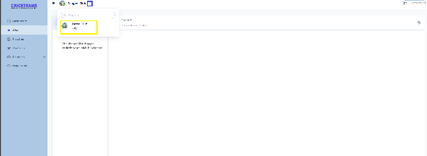 The club switcher dropdown open in the top navigation
