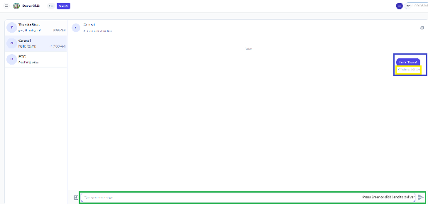 The General channel on the web app showing the message input area and sent messages
