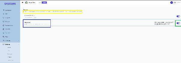 Settings → Features page with the Chat toggle switched on