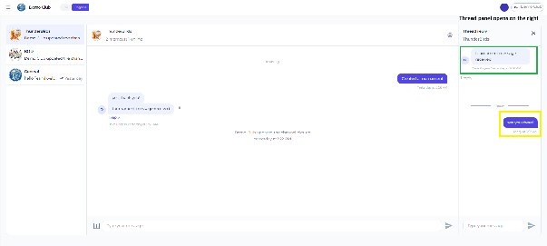 The thread reply panel open on the right side of the web Chat page
