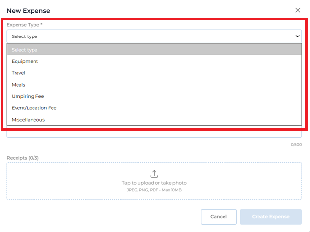Expense Type Dropdown