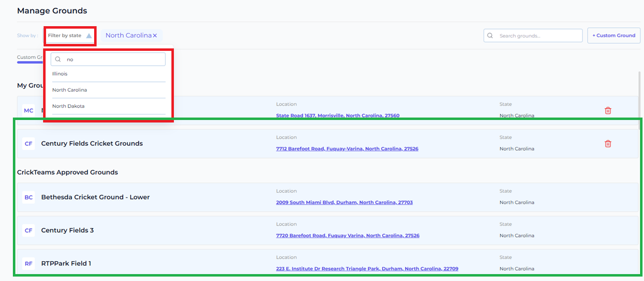 Filter by State Dropdown Open