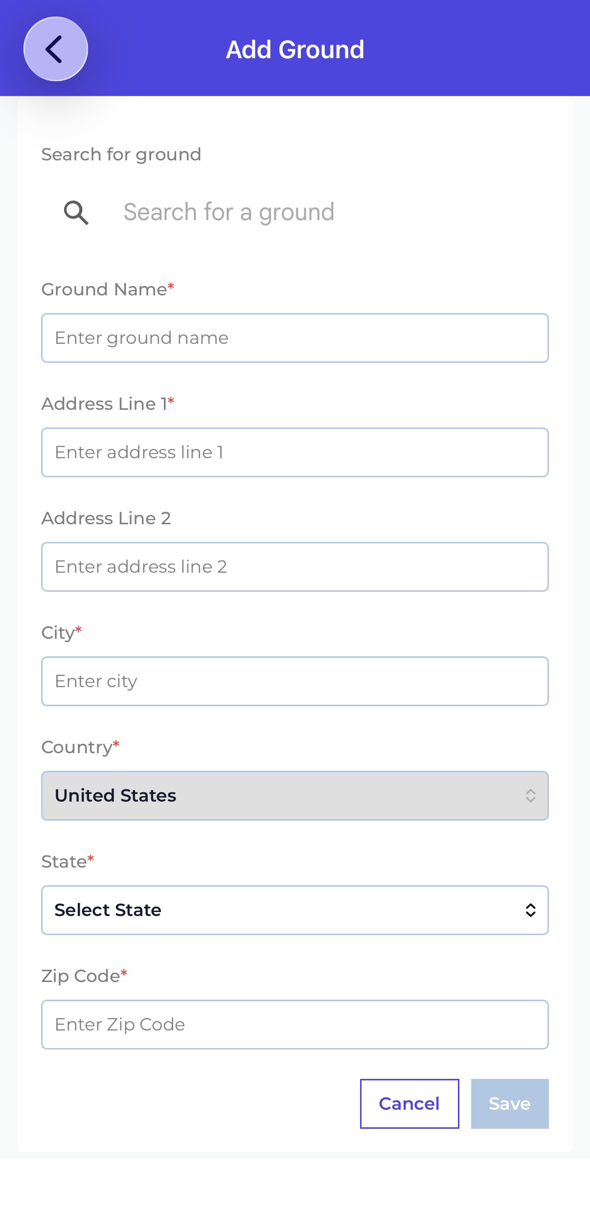 Mobile — Add Ground Form