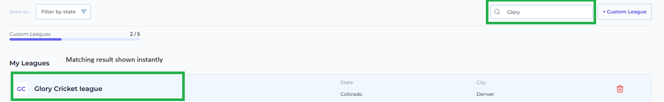 Search Bar in Use