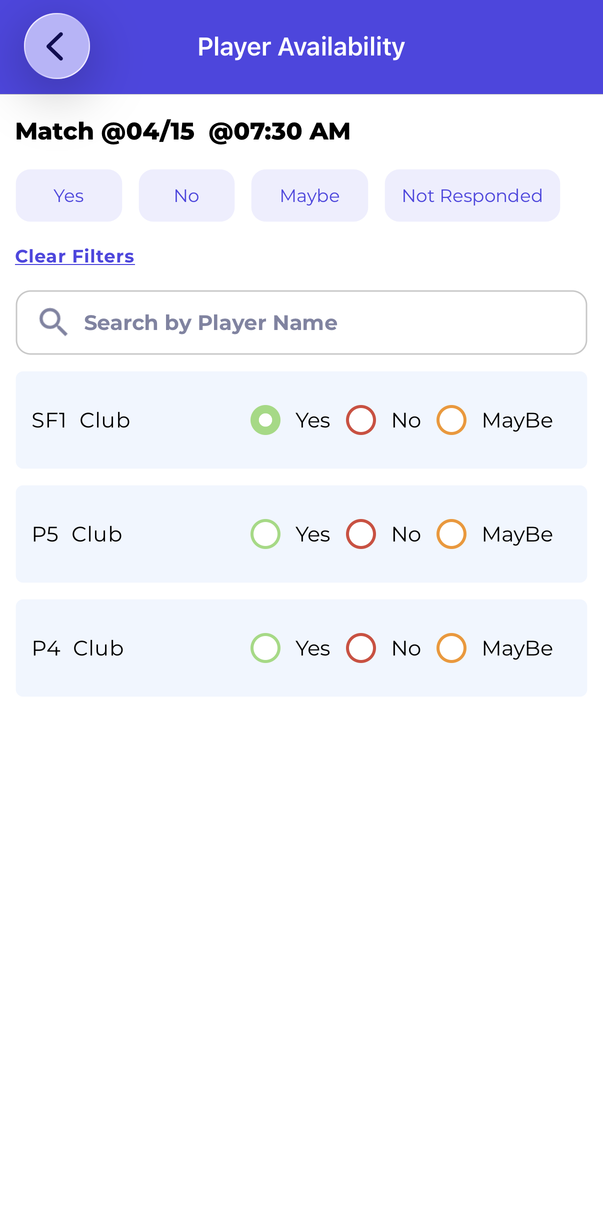 Mobile — Player Availability