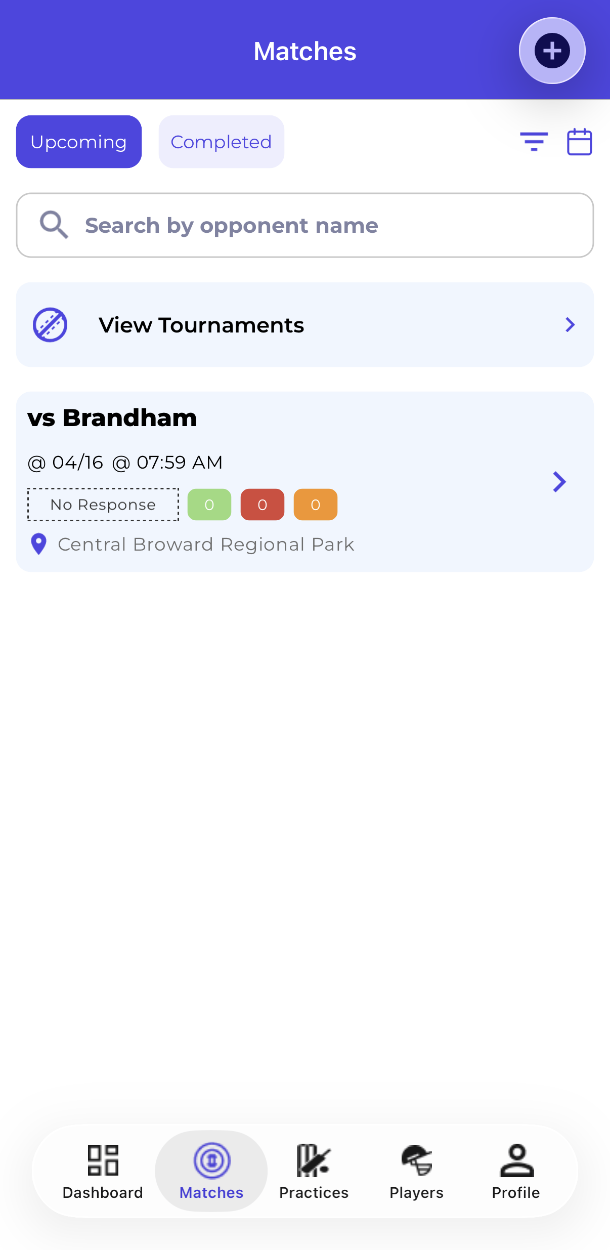 Mobile — Match List Page