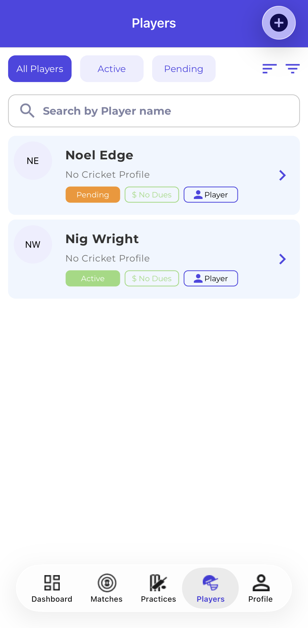 Mobile — All Players List