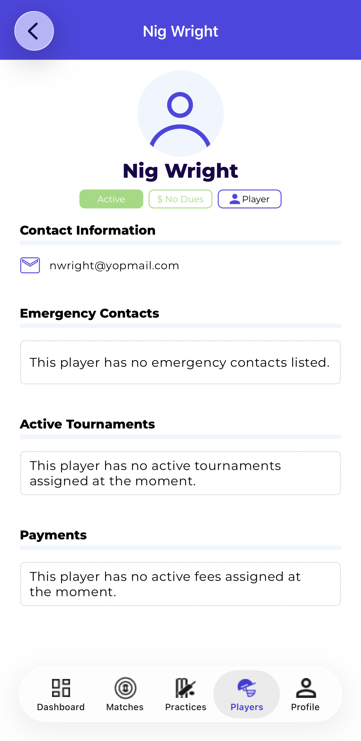 Mobile — Player Details Page