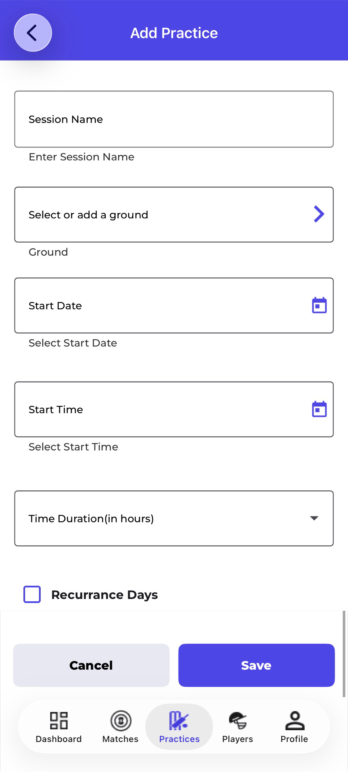 Mobile — Add Practice
