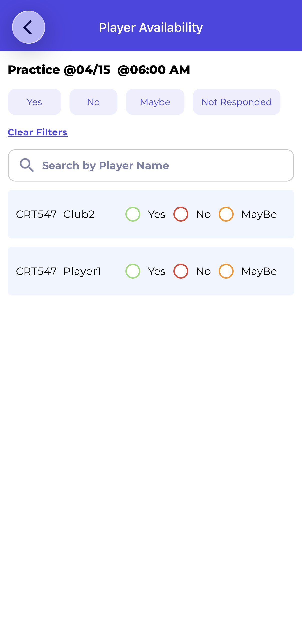 Mobile — Player Availability