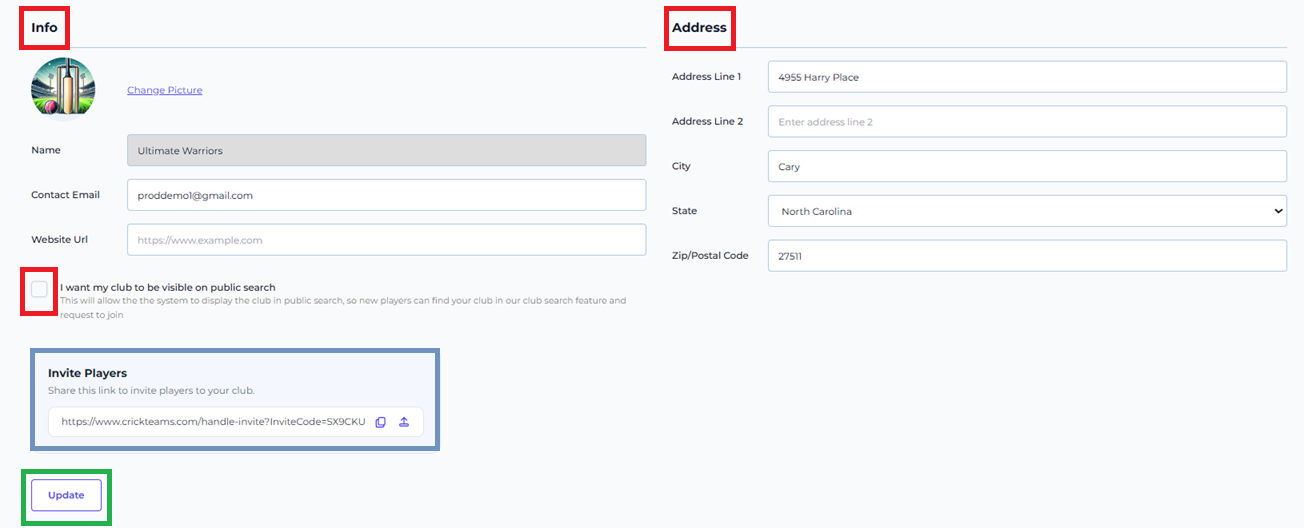 Settings — General Page
