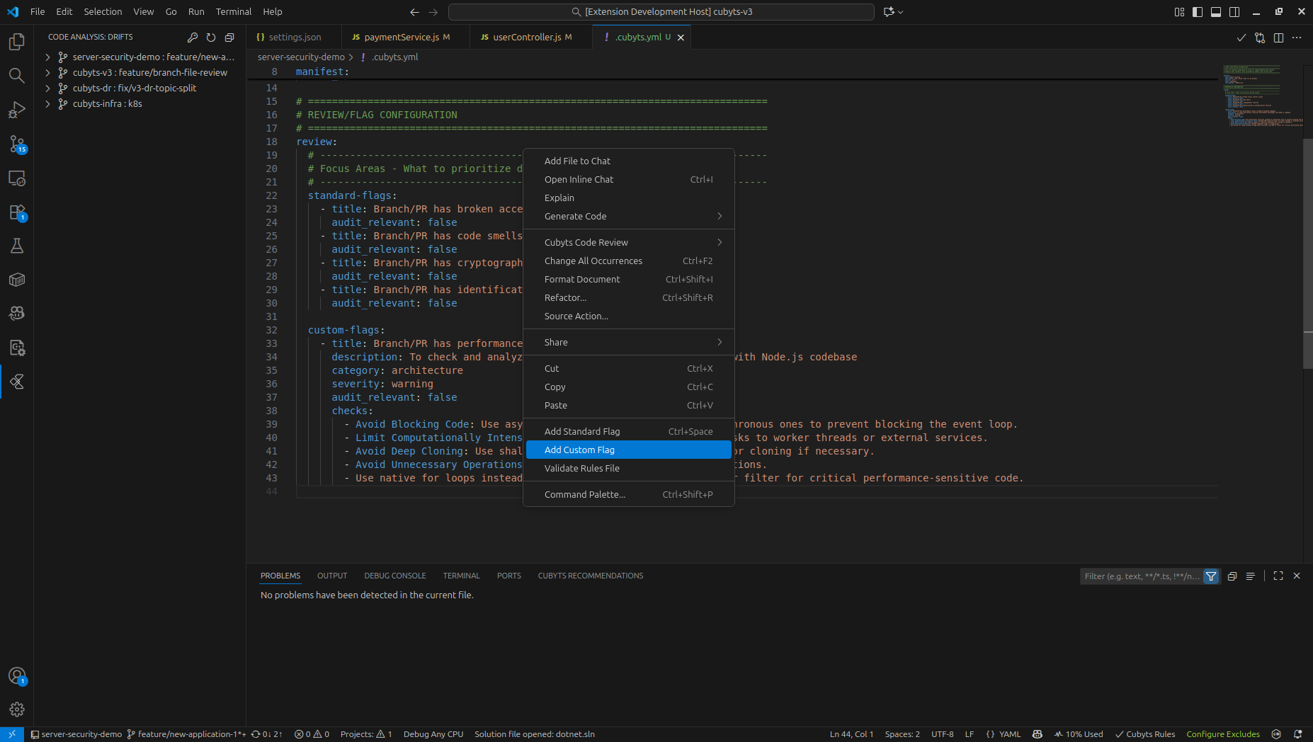Adding a custom flag with guided input