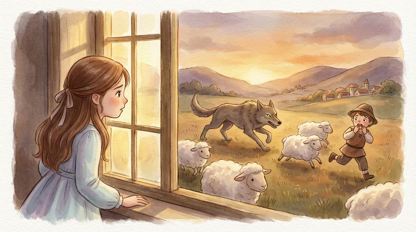 The Shepherd Boy & the Wolf - Scene 6: Then one evening as the sun was setting behind the forest and…