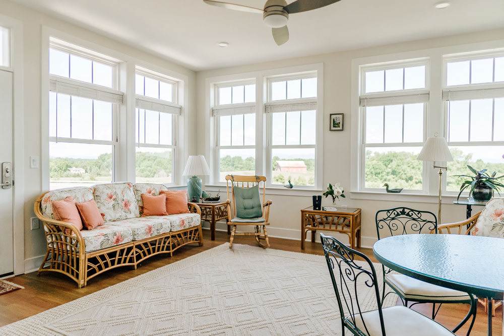 sitting room with large windows