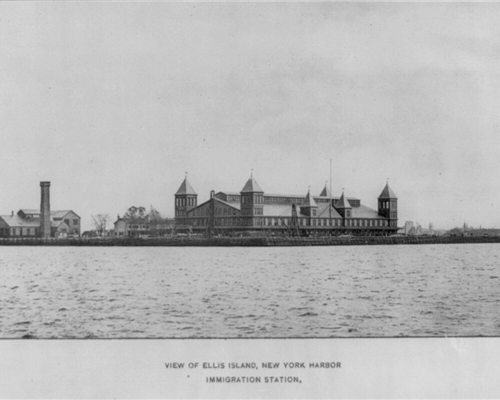View of Ellis Island, New York Harbor. Immigration Station 1891