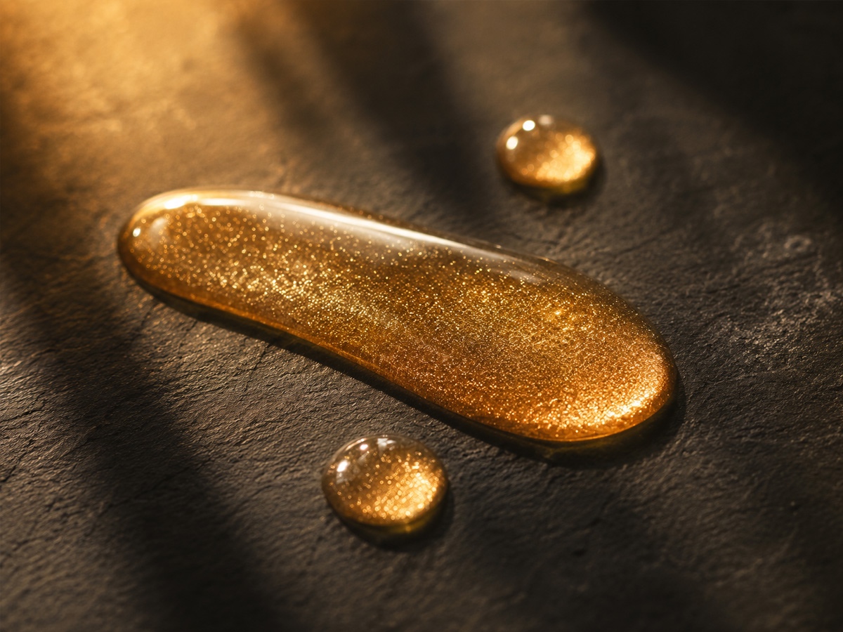 Textura Shimmer Oilu — zlaté shimmer částečky