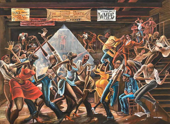 Ernie Barnes The Palace Barber Shop Artist Signed Lithograph African  American Fine Art