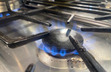 gas flame on cook top
