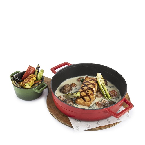 Grilled Salmon Aquapazza