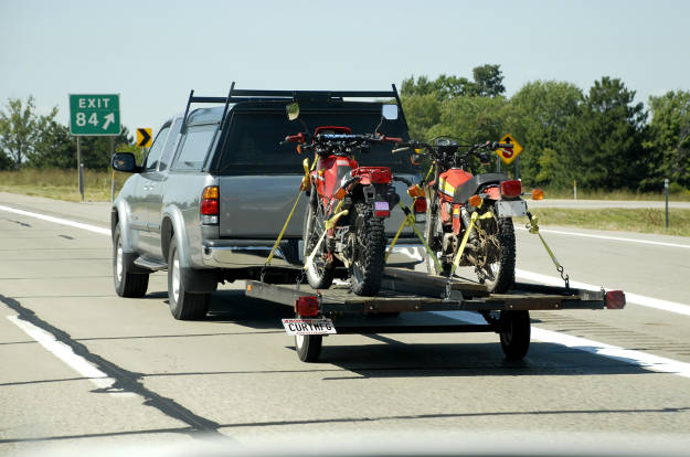 Truck Towing Motorcycle Trailer Sway