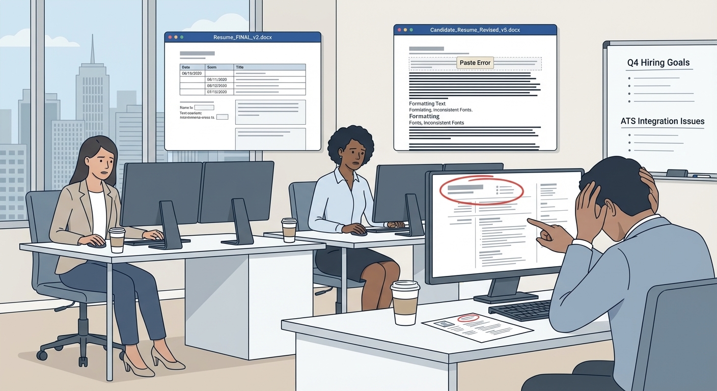 Word resume templates failing to scale for US recruitment agencies due to broken formatting and inconsistent edits
