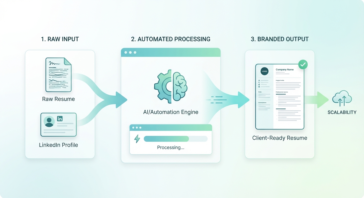Automated resume formatting workflow for recruitment agencies using AI technology
