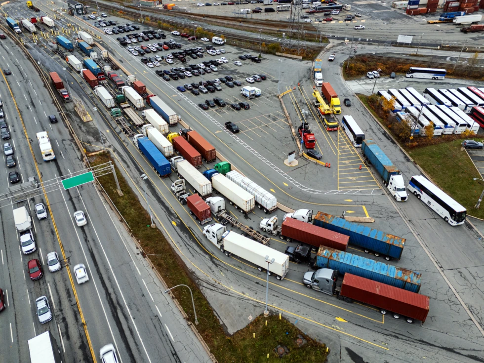 Waiting Semi Trucks