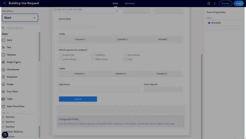 Animated walkthrough of adding a component and marking it required
