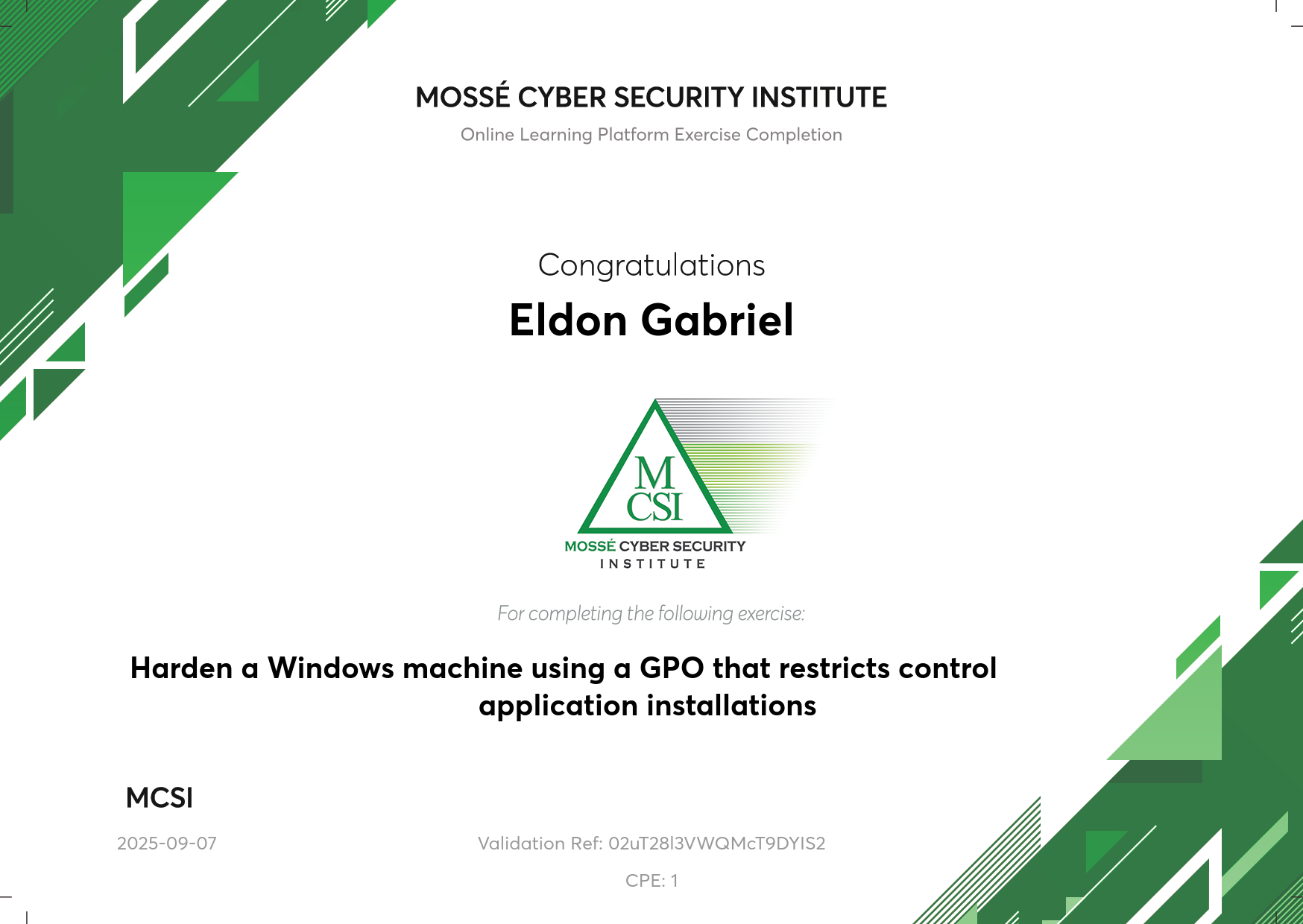 certificate of completion