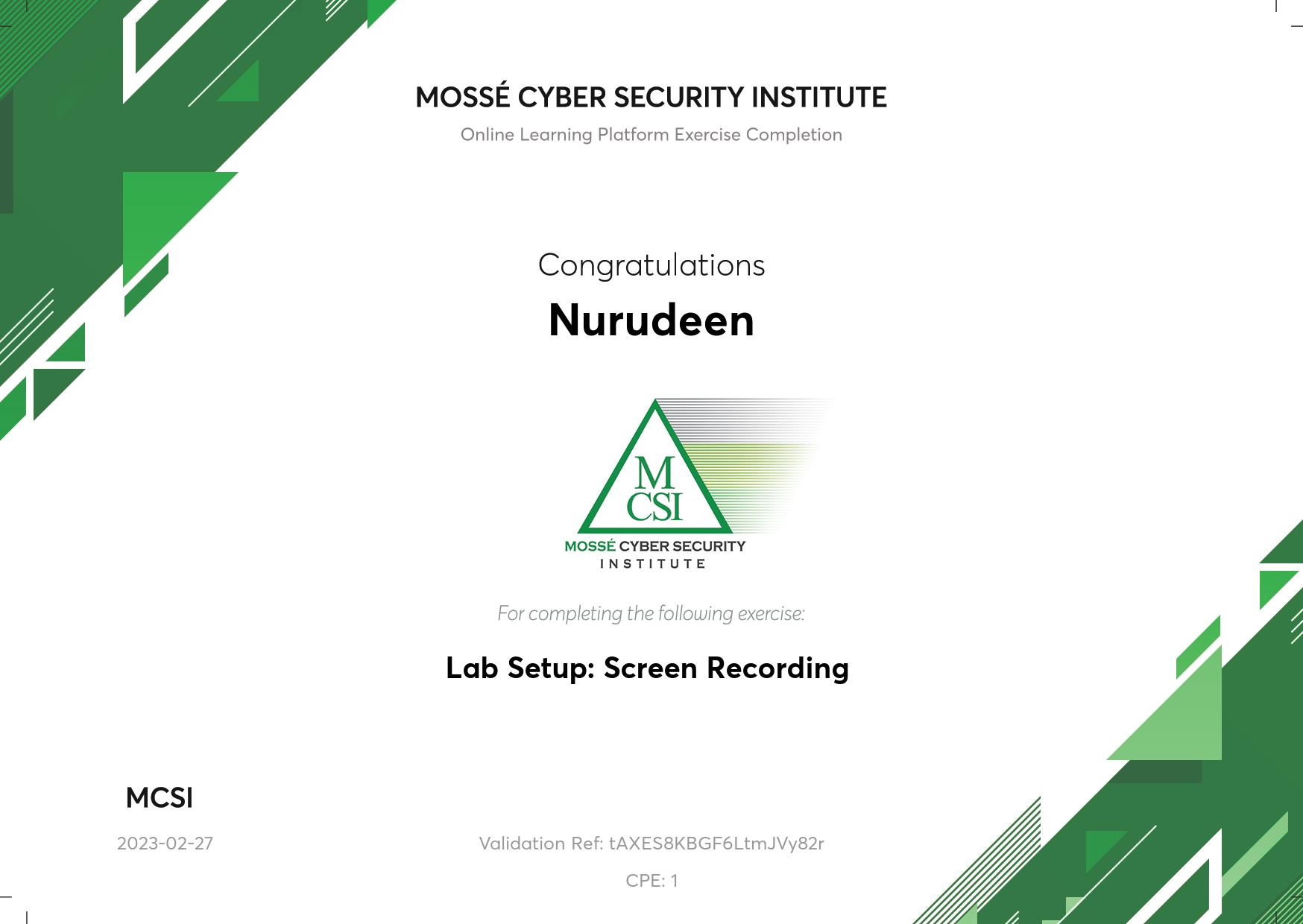 certificate of completion