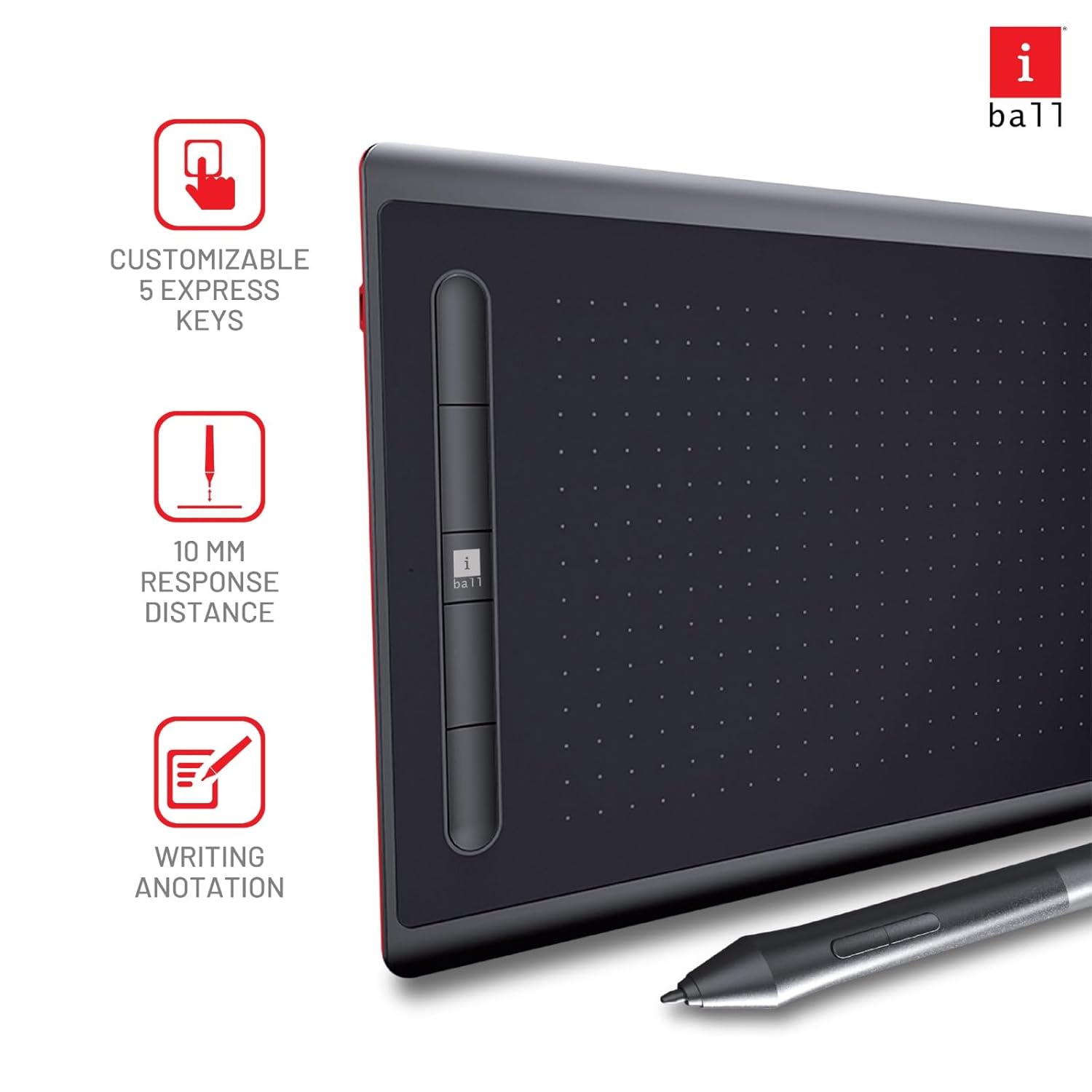 iBall PD-8355WB Pen Digitizer with Wireless, Bluetooth Connectivity, (8.3 x 3.5 inch) Working Area, Rechargeable Battery- Black
