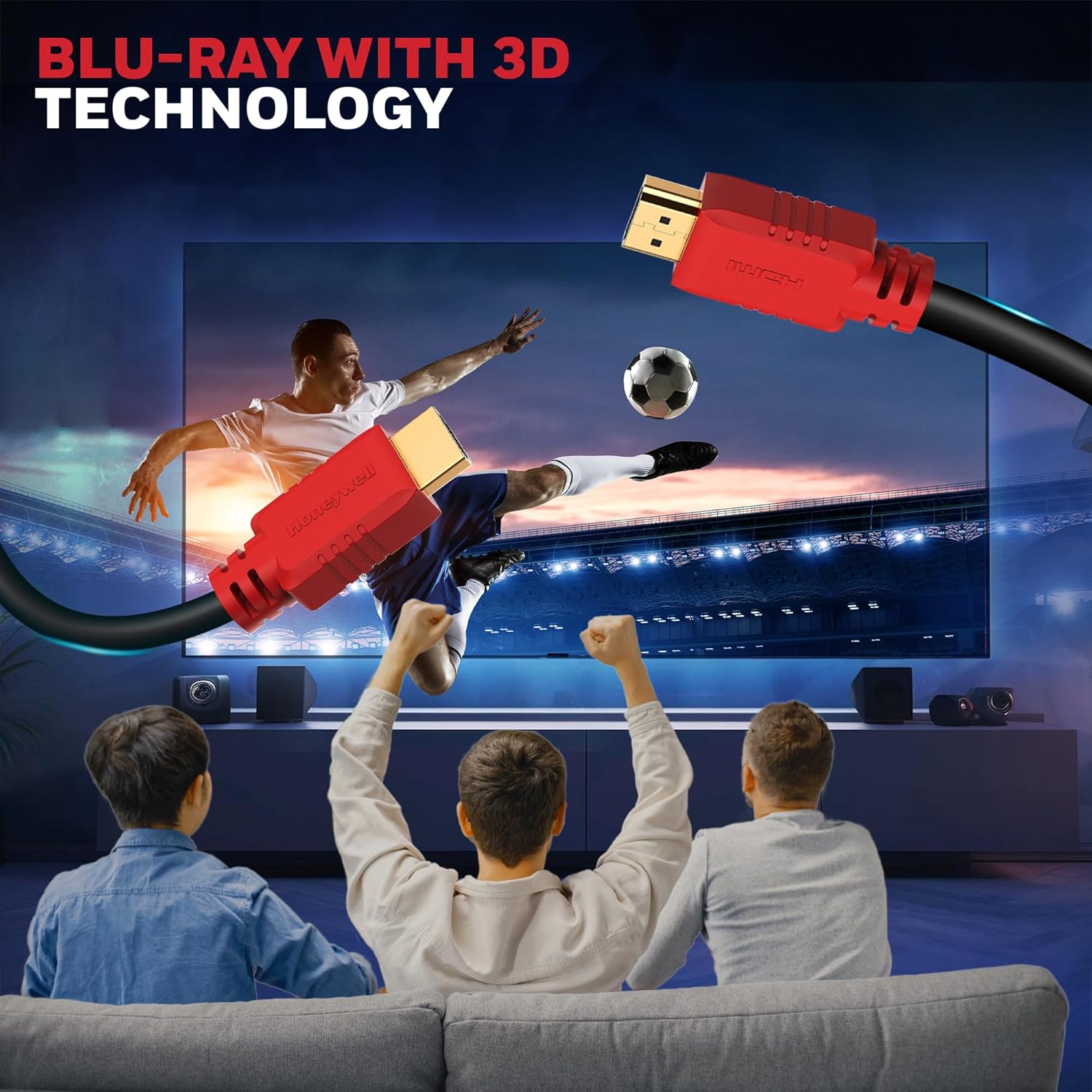 Honeywell HDMI Cable v1.4 with Ethernet, 3D/4Kx2K Ultra HD Resolution, 6.6ft/2 Meter, 10.2 GBPS Transmission Speed, Compatible with All HDMI Devices Laptop Desktop TV Set-top Box Gaming Console-Black