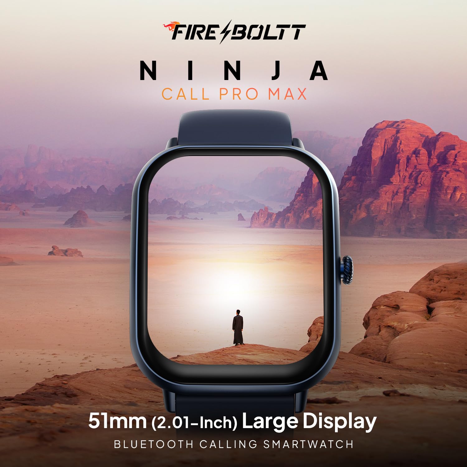 Fire Boltt Ninja Call Pro Max Smart Watch (BSW128) with 2.01 inch Display, Bluetooth Calling, 120+ Sports Modes, Health Suite, Voice Assistance- Navy Blue