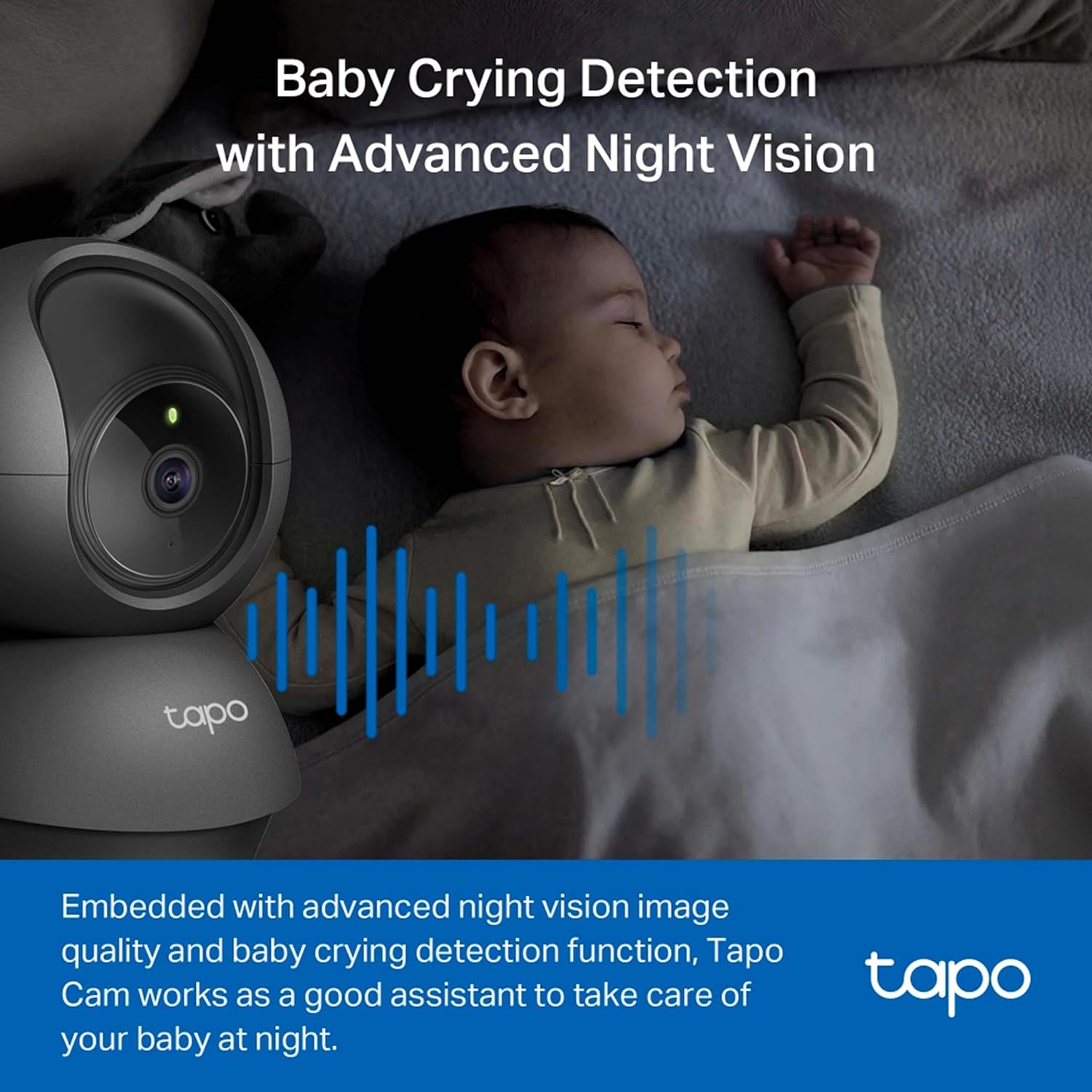 TP-Link Tapo C201 2MP 1080p Full HD Pan/Tilt Home Security Wi-Fi Smart Camera, Alexa Enabled, 2-Way Audio,  Night Vision, Motion Detection, Sound and Light Alarm- Black