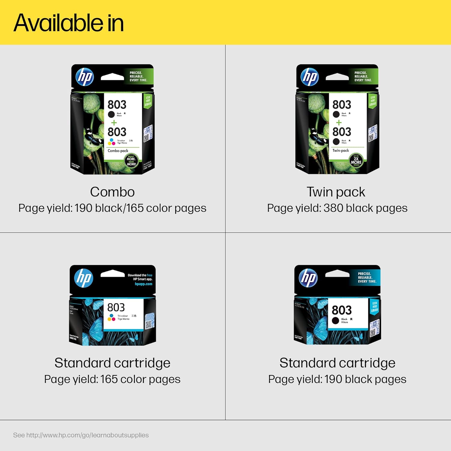 HP 803 Tri-Color Original Ink Cartridge,Tri-Color (CMY)- F6V20A