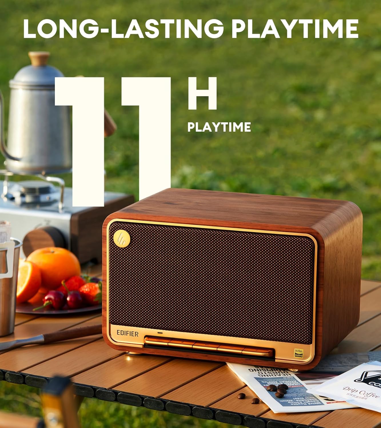 Edifier D32 Tabletop Wireless Speaker, Hi-Res Audio Bluetooth Speaker, Portable Retro Combo Speaker, 60 Watts RMS, Bluetooth 5.3- Brown
