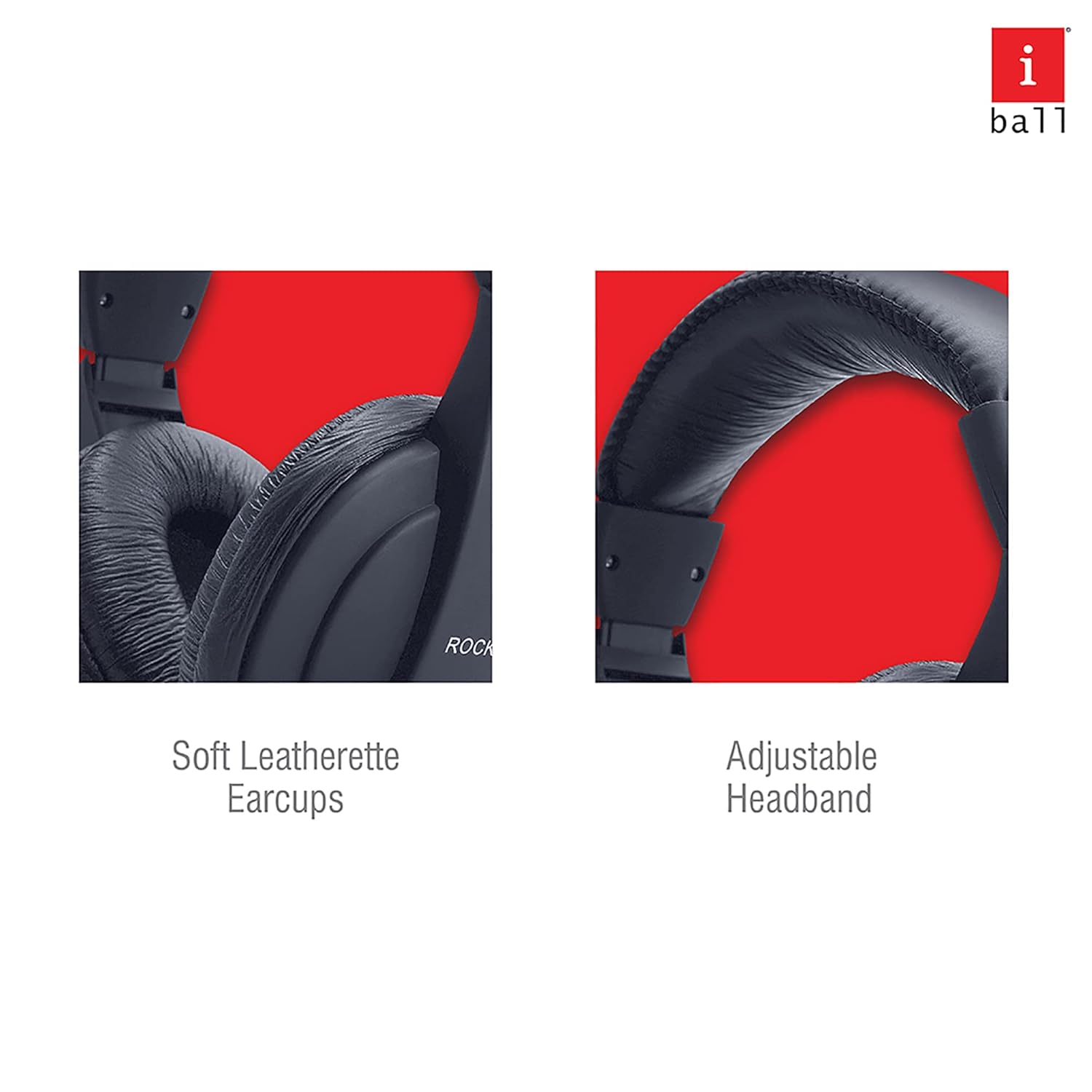 iBall Rocky Wired Over Ear Headphones with Mic, Headphone jack - 3.5mm, Output power - 100mW, 2-pin Audio Jack, Sensitivity