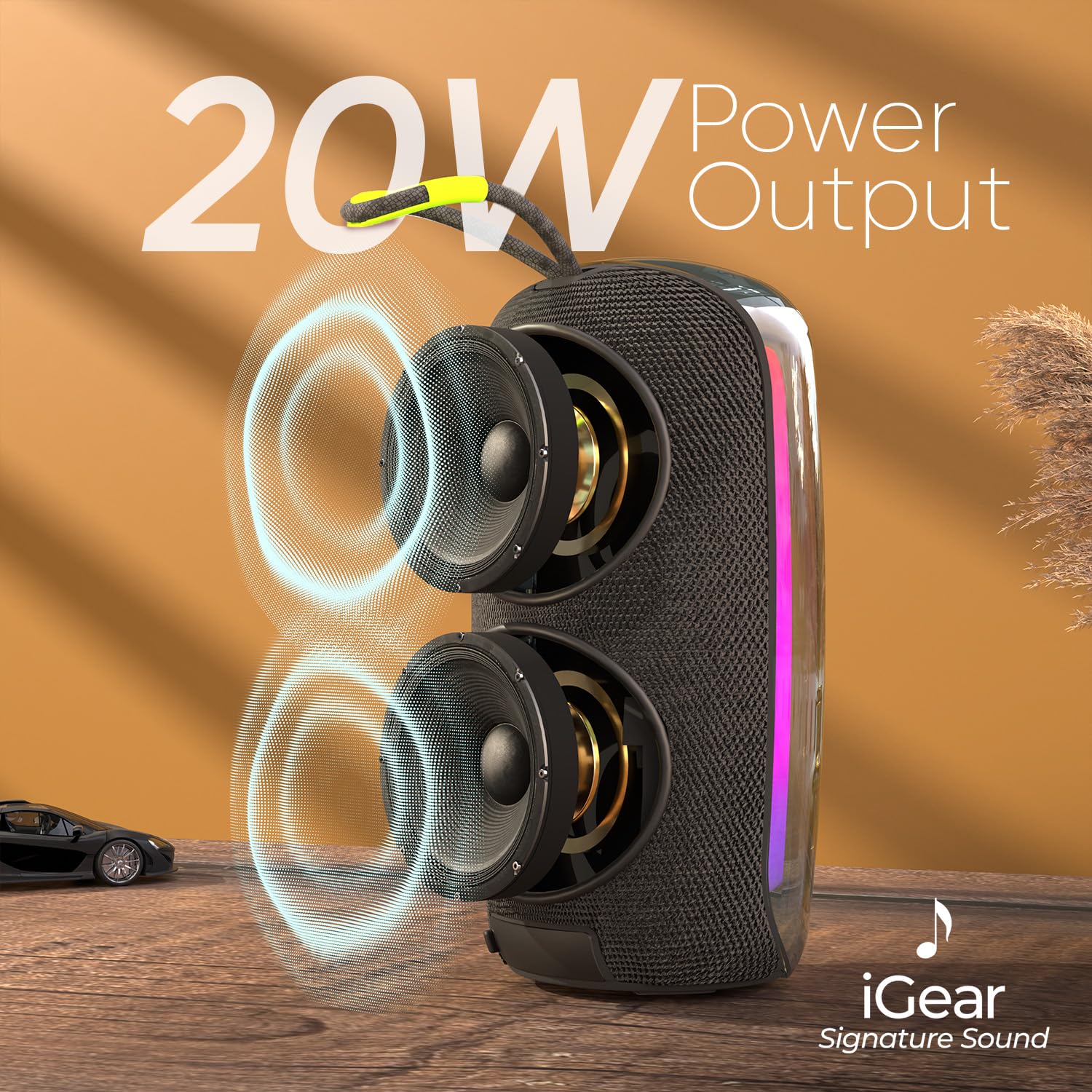 iGear Apollo iG-1019 Portable Bluetooth Party Speaker 20W, Twin Pairing (Black)