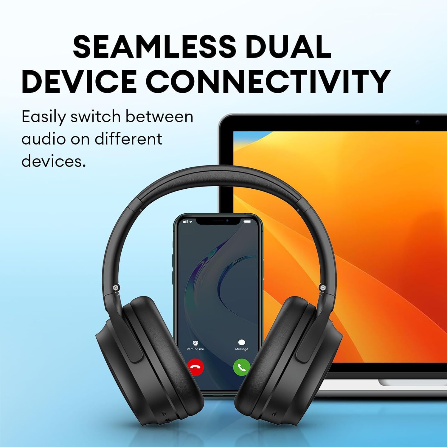 Edifier WH700NB Active Noise Cancelling Wireless Headphones, 68H Playtime, Ai Call Noise Cancellation, Dual Device Connection, Fast Charge, Bluetooth 5.3 - Black